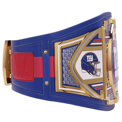 Wrestling championship belt with NFL team logo on a white background