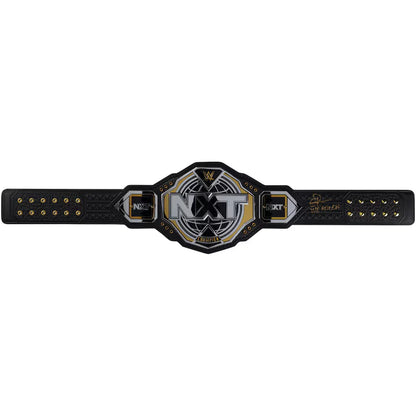 Wrestling championship belt with 'NXT' logo on a white background