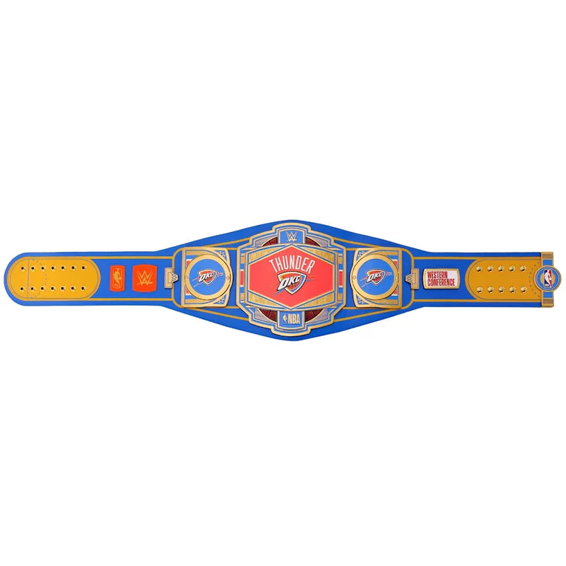 NBA championship belt with Oklahoma City Thunder logo on a white background