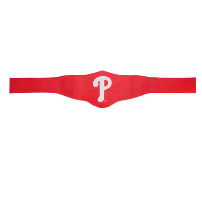 Red belt with a white 'P' logo on a white background