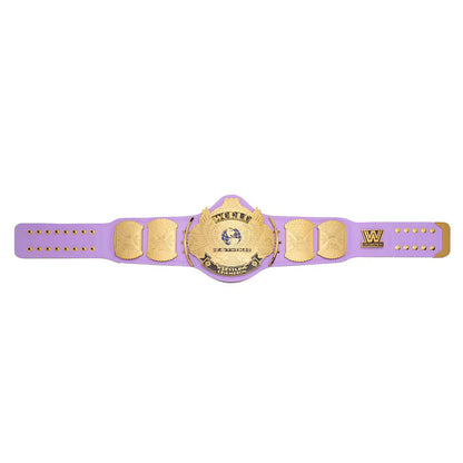 Purple championship belt with gold buckle on a white background