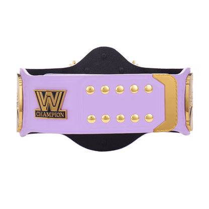 Purple championship belt with gold accents and WWE logo on a white background