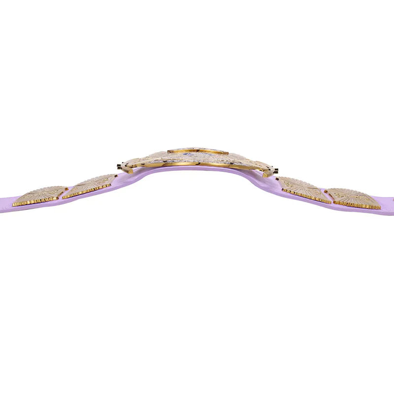 Decorative belt with gold and purple design on a white background