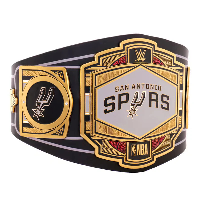 San Antonio Spurs championship belt with NBA logo on a white background