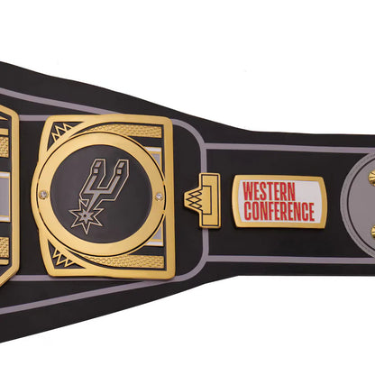 Championship belt with Spurs logo and 'Western Conference' text on a white background San Antonio Spurs Court Kings WWE Legacy Belt