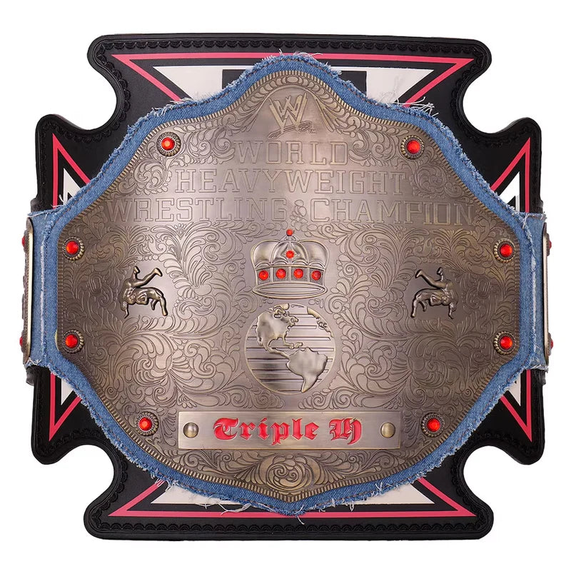 WWE World Heavyweight Championship belt with 'Triple H' branding on a white background