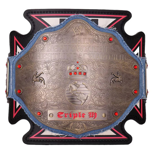 WWE World Heavyweight Championship belt with 'Triple H' branding on a white background