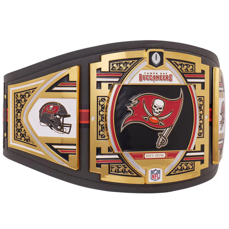 Championship belt with Tampa Bay Buccaneers logo on a white background
