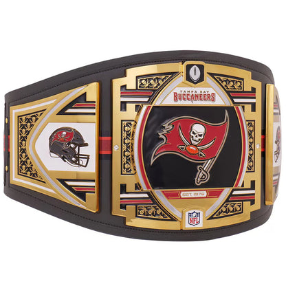 Championship belt with Tampa Bay Buccaneers logo on a white background