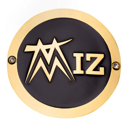 Circular logo with gold border and 'MIZ' text on a black background The Miz 16MM Replica Side Plate Box Set