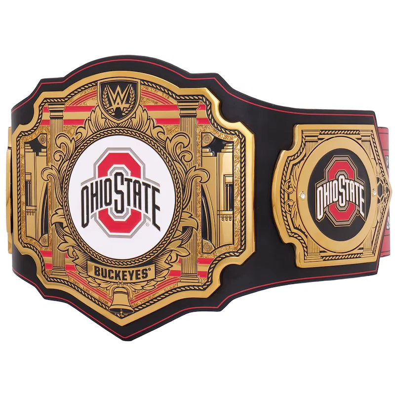 WWE championship belt with Ohio State Buckeyes logo on a white background