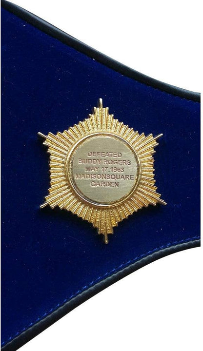 Gold medallion on a blue velvet background