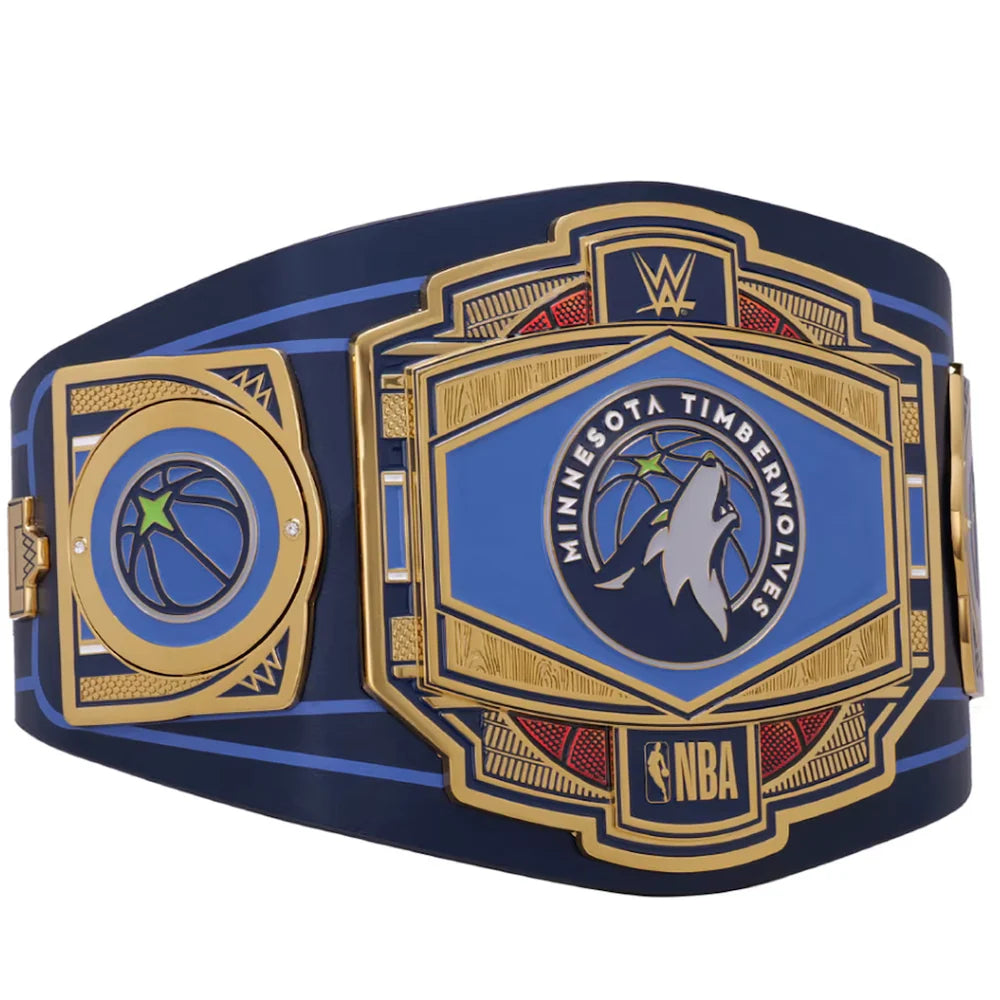Minnesota Timberwolves NBA championship belt on a white background