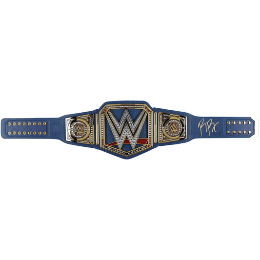 Roman Reigns WWE Autographed Universal Championship Blue Strap Replica Title Belt