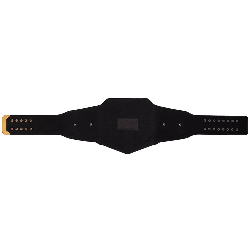 Black belt with gold buckle on a white background