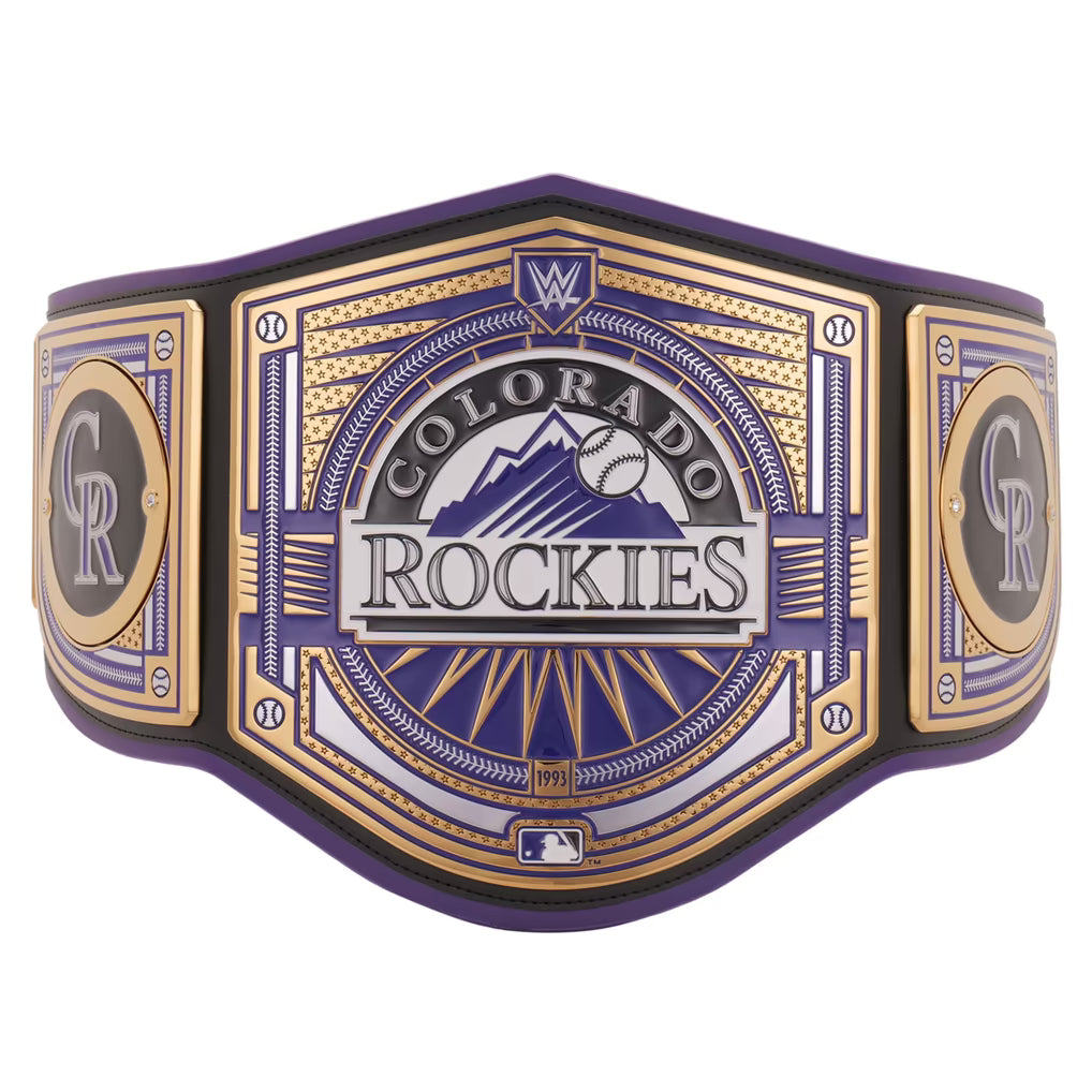 Colorado Rockies championship belt with purple and gold design