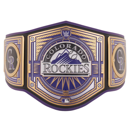 Colorado Rockies championship belt with purple and gold design