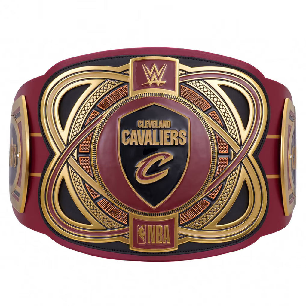 Championship belt with Cleveland Cavaliers logo and NBA branding on a white background