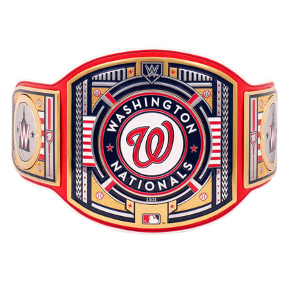 Washington Nationals championship belt with red, blue, and gold colors on a white background
