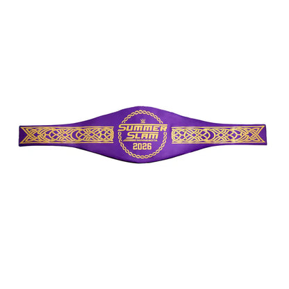A purple and gold Summer Slam 2026 championship belt, displayed horizontally against a solid white background.