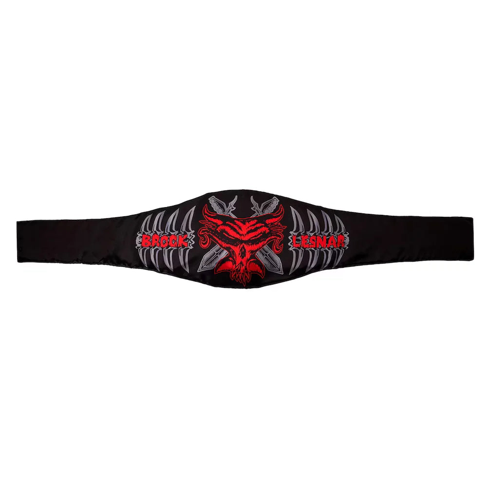 A black biker-style belt featuring a central red devil graphic, gray wings, and the word 'Biker' embroidered on both sides.