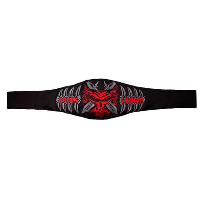 A black biker-style belt featuring a central red devil graphic, gray wings, and the word 'Biker' embroidered on both sides.