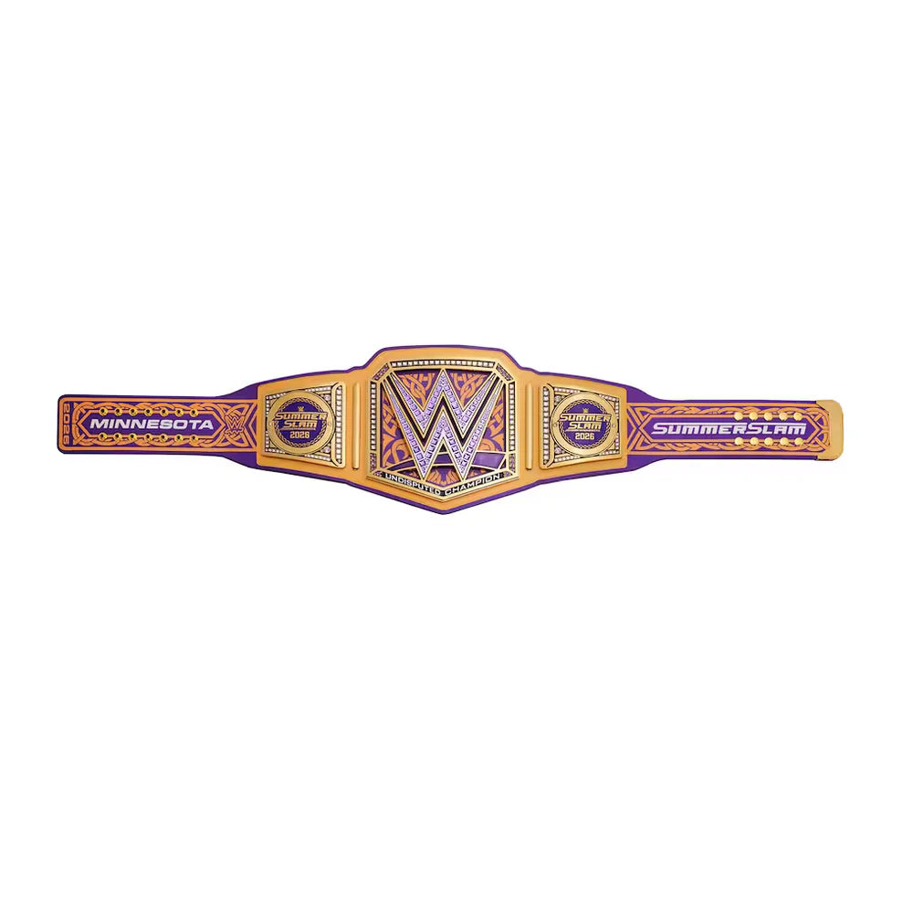 A WWE SummerSlam Minnesota Championship belt shown horizontally against a plain white background.