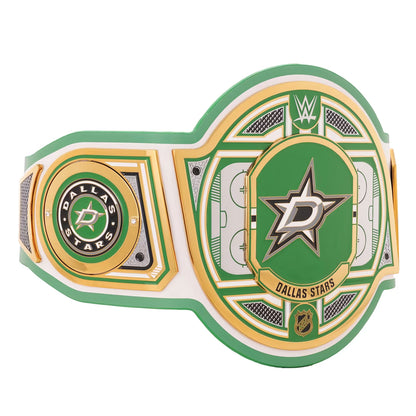Wrestling championship belt with Dallas Stars logo on a white background