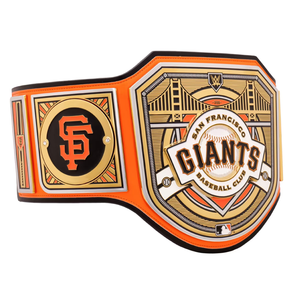 San Francisco Giants championship belt with orange, black, and gold colors on a white background
