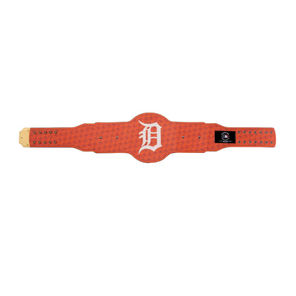 Red belt with a logo on a white background