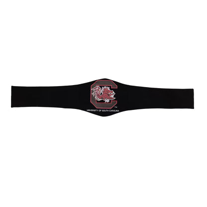 A black athletic waist wrap featuring the University of South Carolina logo and text in the center, displayed flat against a white background.