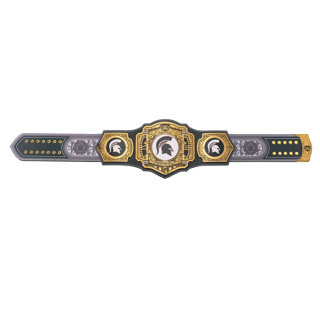 Decorative belt with gold and black design on a white background