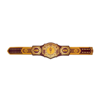 A horizontal championship-style belt plaque with a central ASU emblem and side ASU logos, shown on a plain white background.