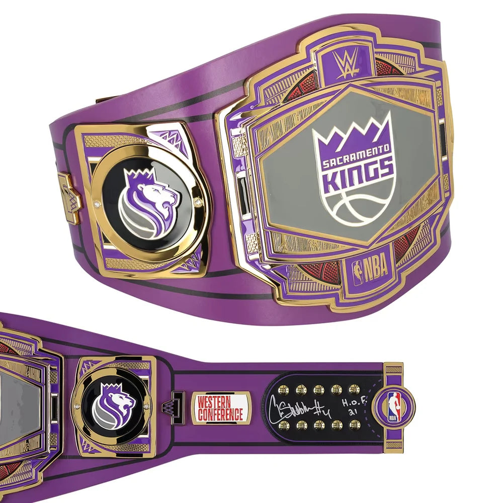Chris Webber Sacramento Kings autographed WWE Legacy title belt with HOF 21 inscription