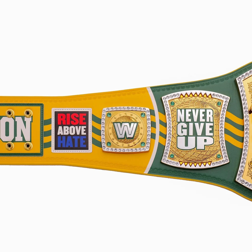 Wrestling championship belt with motivational phrases on a white background