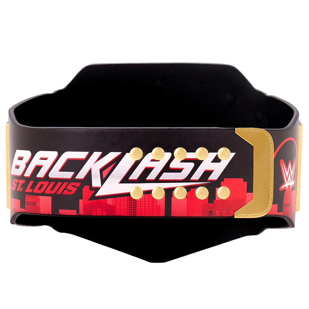 Wrestling championship belt with 'Backlash St. Louis' and WWE logos on a white background