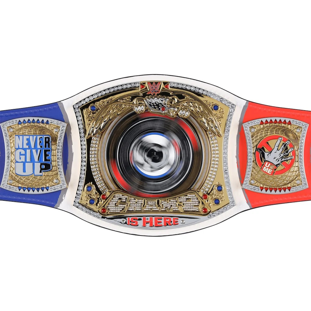 Wrestling championship belt with decorative elements on a white background