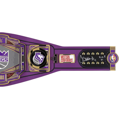 Chris Webber Sacramento Kings autographed WWE Legacy title belt with HOF 21 inscription