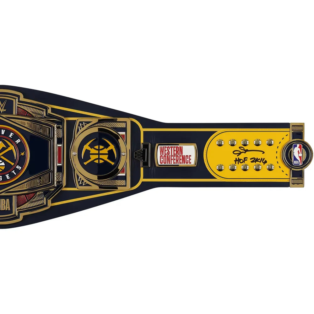 Allen Iverson and Carmelo Anthony Denver Nuggets autographed Fanatics Authentic WWE Replica Title Belt with Hall of Fame inscriptions