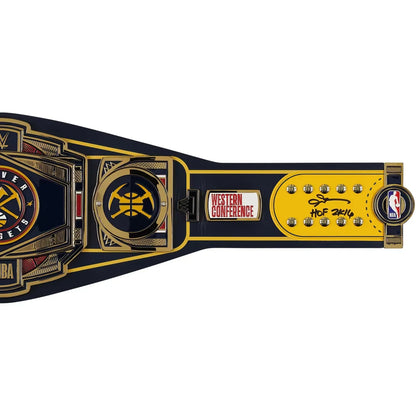 Allen Iverson and Carmelo Anthony Denver Nuggets autographed Fanatics Authentic WWE Replica Title Belt with Hall of Fame inscriptions