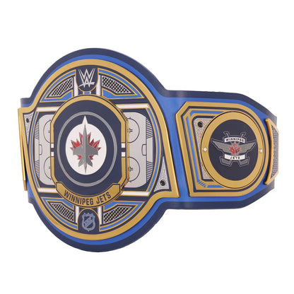 Wrestling championship belt with Winnipeg Jets logo on a white background