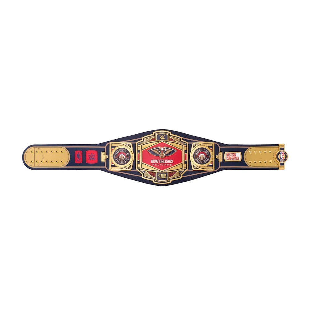 Wrestling championship belt with New Orleans logo on a white background