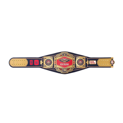 Wrestling championship belt with New Orleans logo on a white background