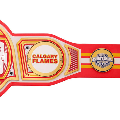 Calgary Flames championship belt with NHL Western Conference logo on a white background