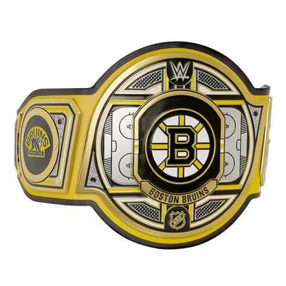 WWE championship belt with Boston Bruins logo on a white background