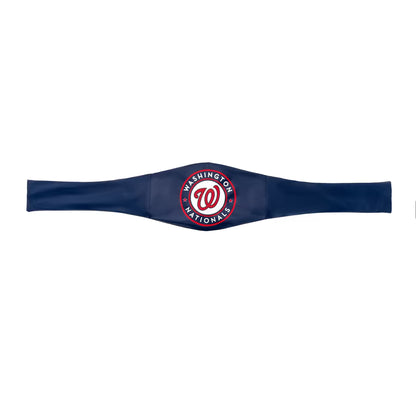 A navy blue Washington Nationals baseball cap band featuring the team's circular logo in red, white, and navy on the front, set against a plain white background.