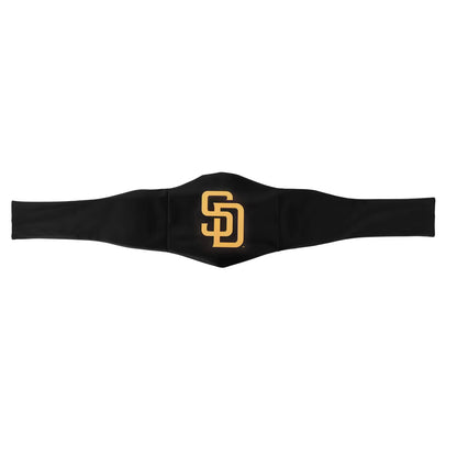 A black athletic waist wrap featuring a gold embroidered 'SD' logo in the center, displayed horizontally against a plain white background.
