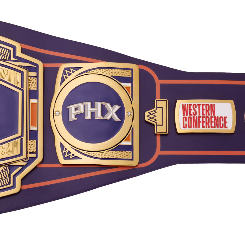 Championship belt with 'PHX' and 'Western Conference' text on a white background