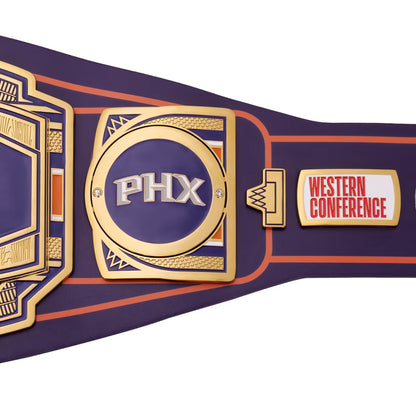 Championship belt with 'PHX' and 'Western Conference' text on a white background