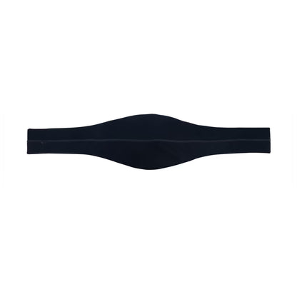 A black athletic headband with a wide, padded center section and narrower elastic ends, shown flat against a plain white background.